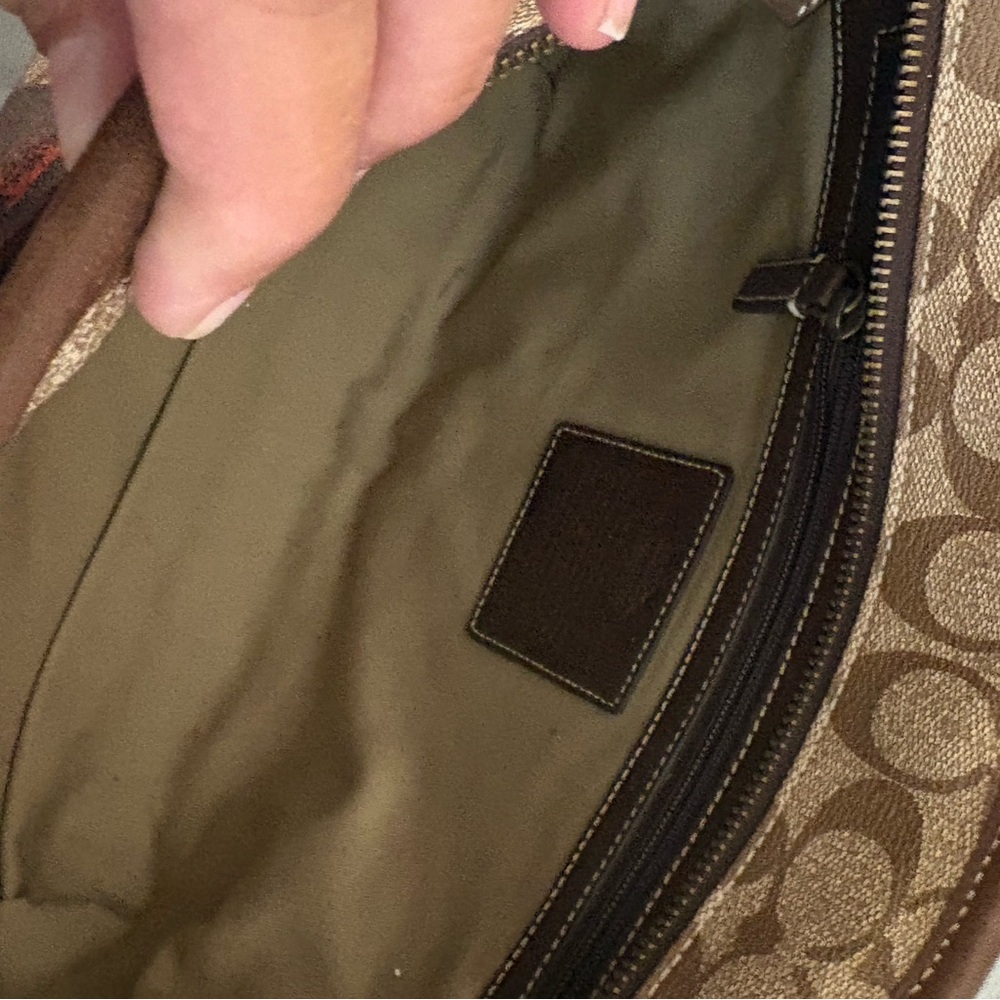 Coach Signature Canvas Tote in Brown, Tan and Red Accent - Picture 11 of 11